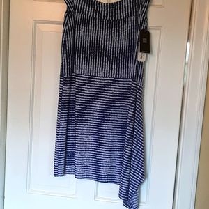 Clara Sunwoo Asymmetric Skirt Navy Blue Stripes XL